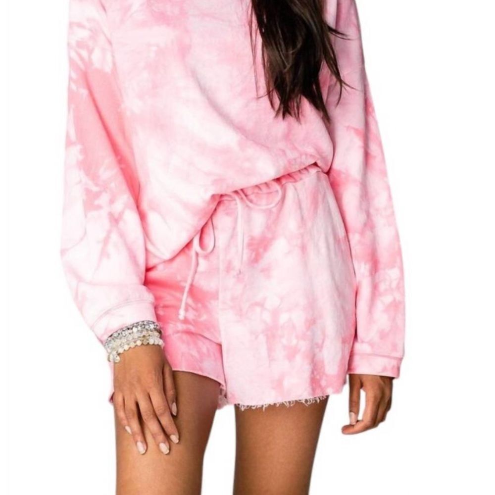 Buddy Love Hailey High Waisted Sweatshorts Pink Tie-Dye